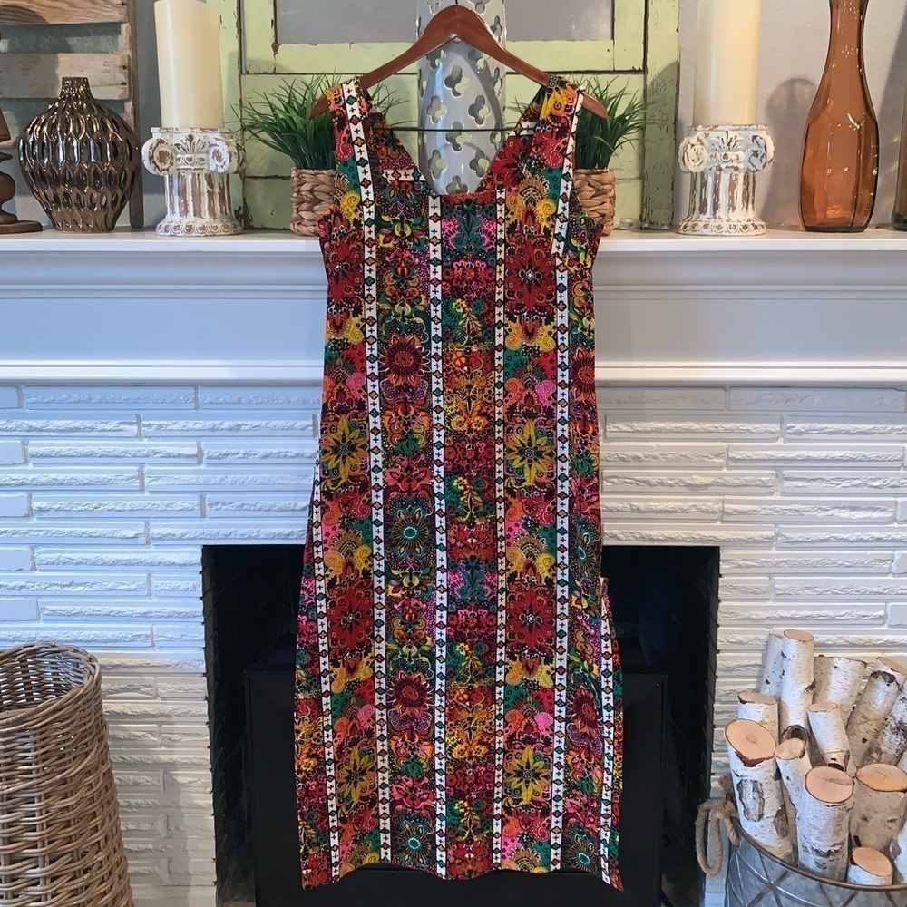 Indorables of California Vintage 60s Mod Funky  Hostess Midi Dress Sleeveless M